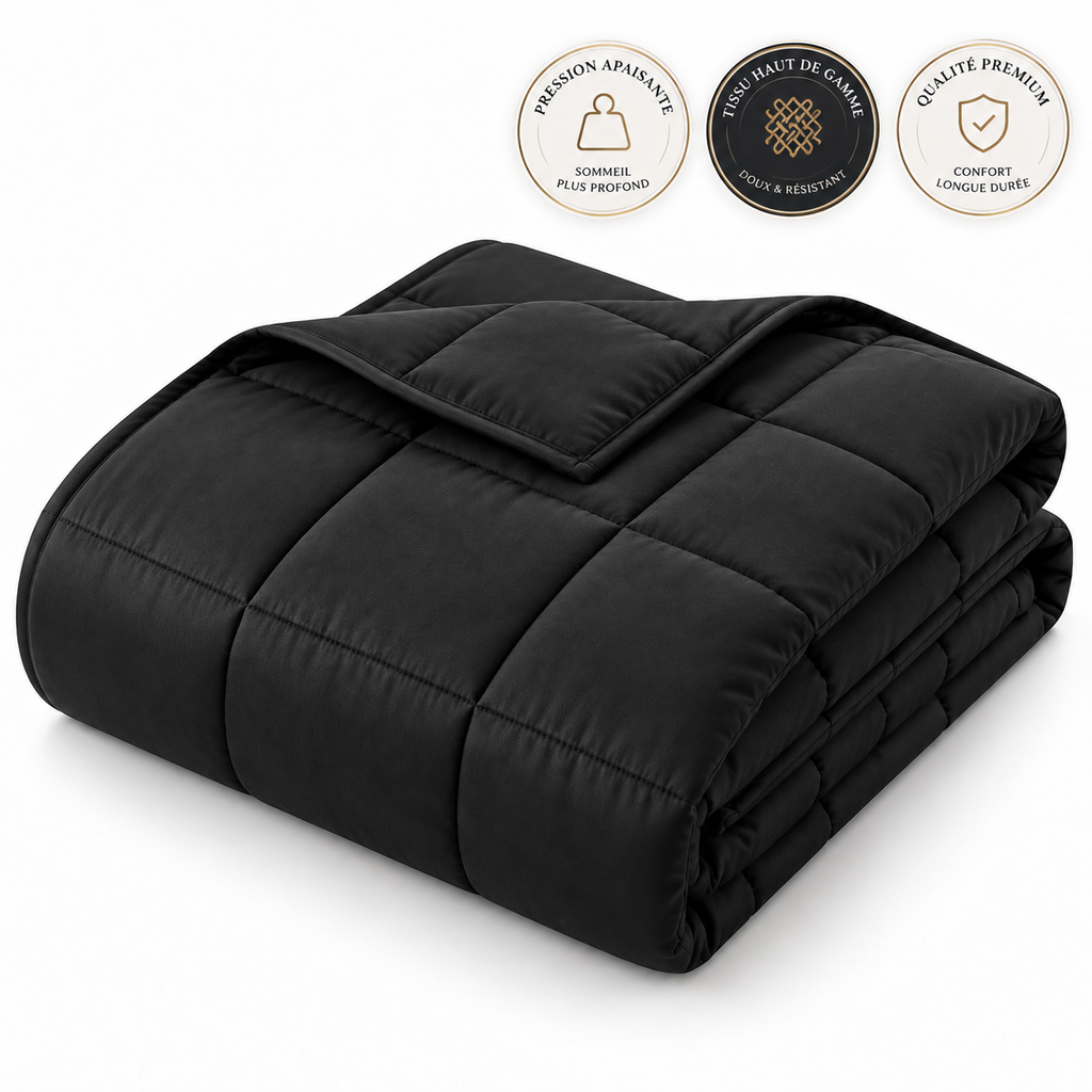 Couverture lestée Gravena carrédoux pliée, coloris noir